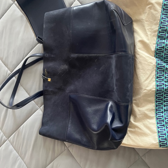 Large Tory Burch Leather & Suede Tote - Picture 1 of 4